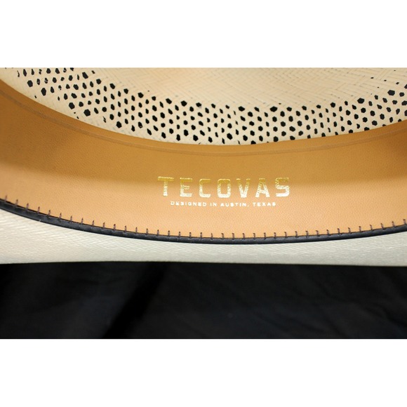 Tecovas Mens Straw Cowboy Hat White Vented Cattleman Crease Size 6 7/8 55 Mexico - Picture 8 of 9